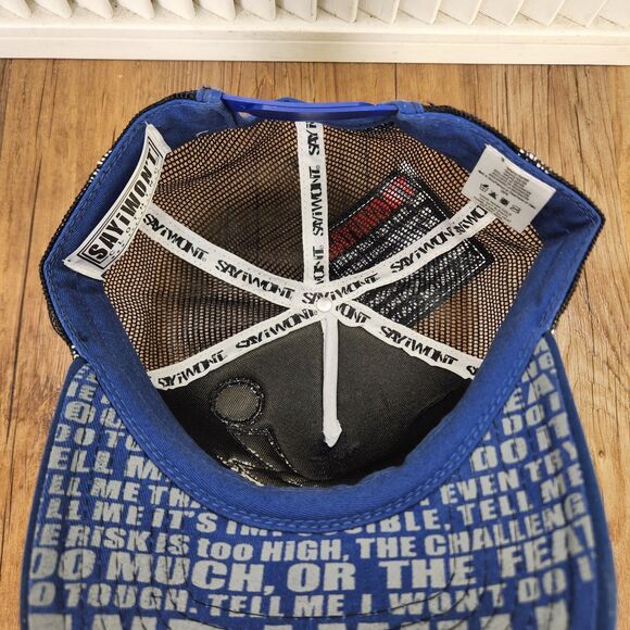 SAYiWON'T Trucker Hat Cap Blue Black Mesh Snapback Motivational Logo Thunder - Picture 9 of 12